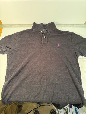 Polo by Ralph Lauren Gray Polo with Purple Pony Embroidery